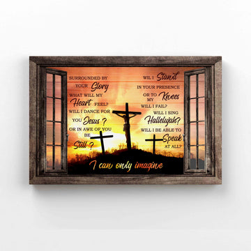 I Can Only Imagine Canvas, Cross Canvas, Jesus Canvas, Rustic Window Canvas, God Canvas