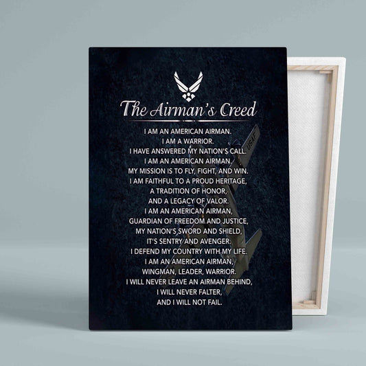 The Airman's Creed Canvas, I Am A American Airman Canvas, Veteran Canvas, American Proud Canvas
