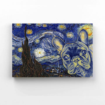 The Starry Night Canvas, French Bulldog Canvas, Painting Canvas, Wall Art Canvas, Gift Canvas