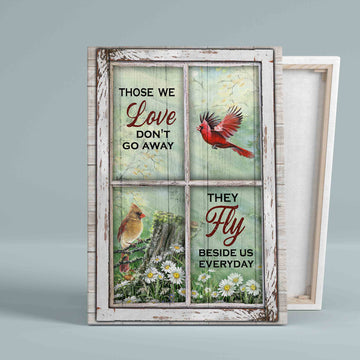Those We Lover Don't Go Away Canvas, Red Cardinal Canvas, Rustic Window Canvas, Daisy Canvas
