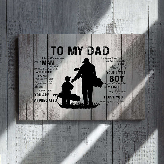 To My Dad Canvas, Golf Gift For Dad From Son Golfer Canvas, Canvas Prints