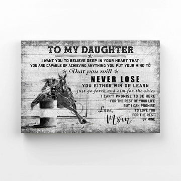 To My Daughter Canvas, Barrel Racing Canvas, Cowgirl Canvas, Family Canvas, Custom Name Canvas