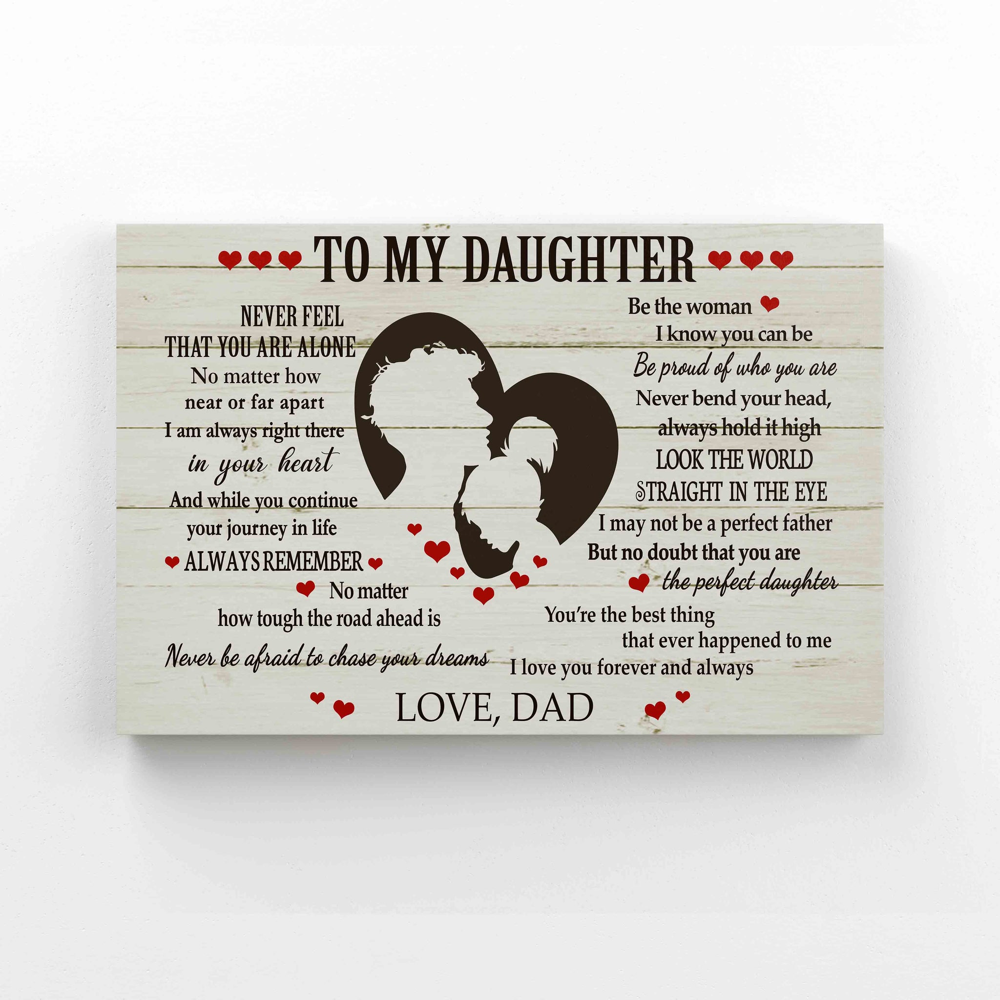 To My Daughter Canvas, Never Feel That You Are Alone Canvas, Family Canvas, Gift Canvas