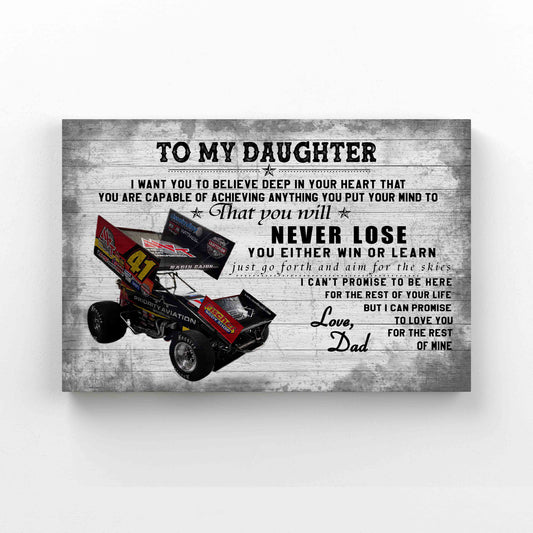 To My Daughter Canvas, Winged Sprint Car Canvas, Auto Racing Canvas, Custom Name Canvas, Canvas Prints