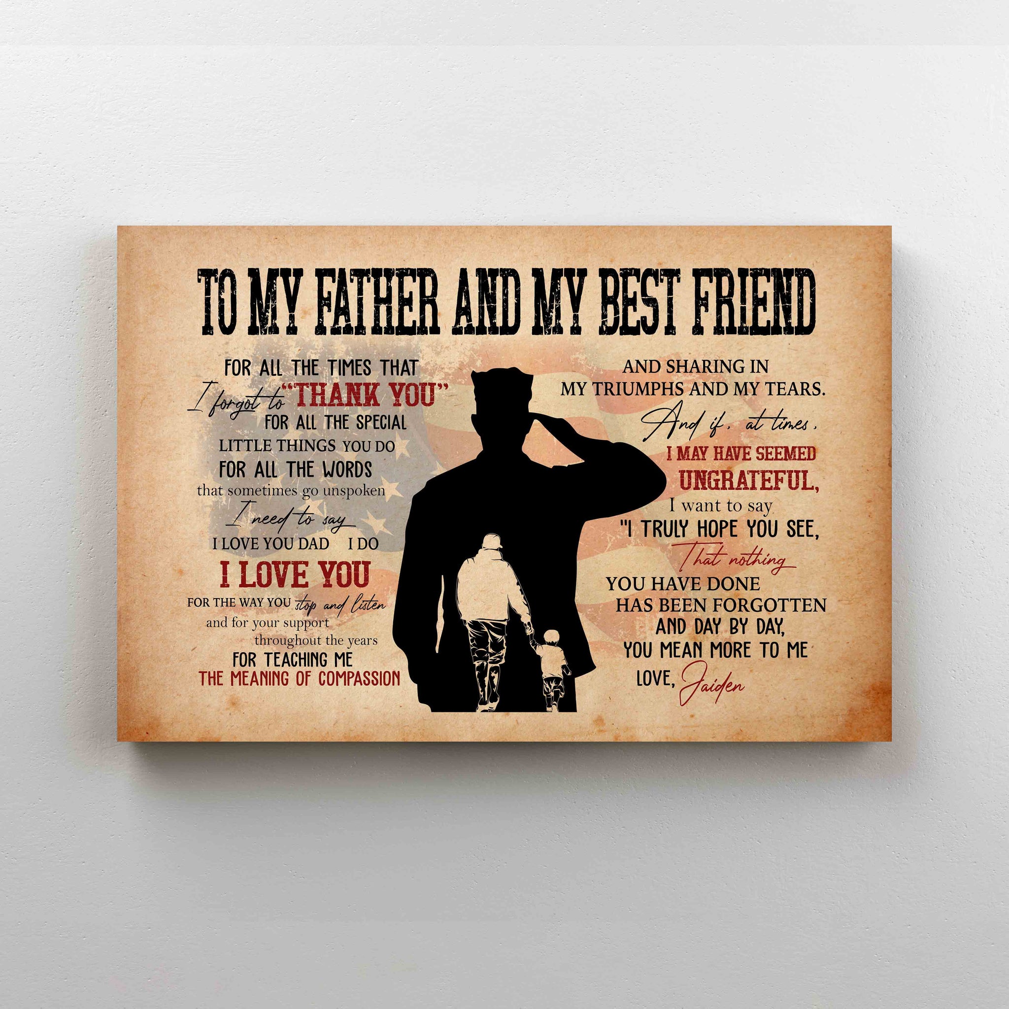 To My Father And My Best Friend Canvas, Family Canvas, Wall Art Canvas, Gift Canvas