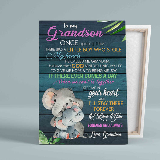 To My Grandson Canvas, Once Upon A Time Canvas, Elephant Canvas, Family Canvas