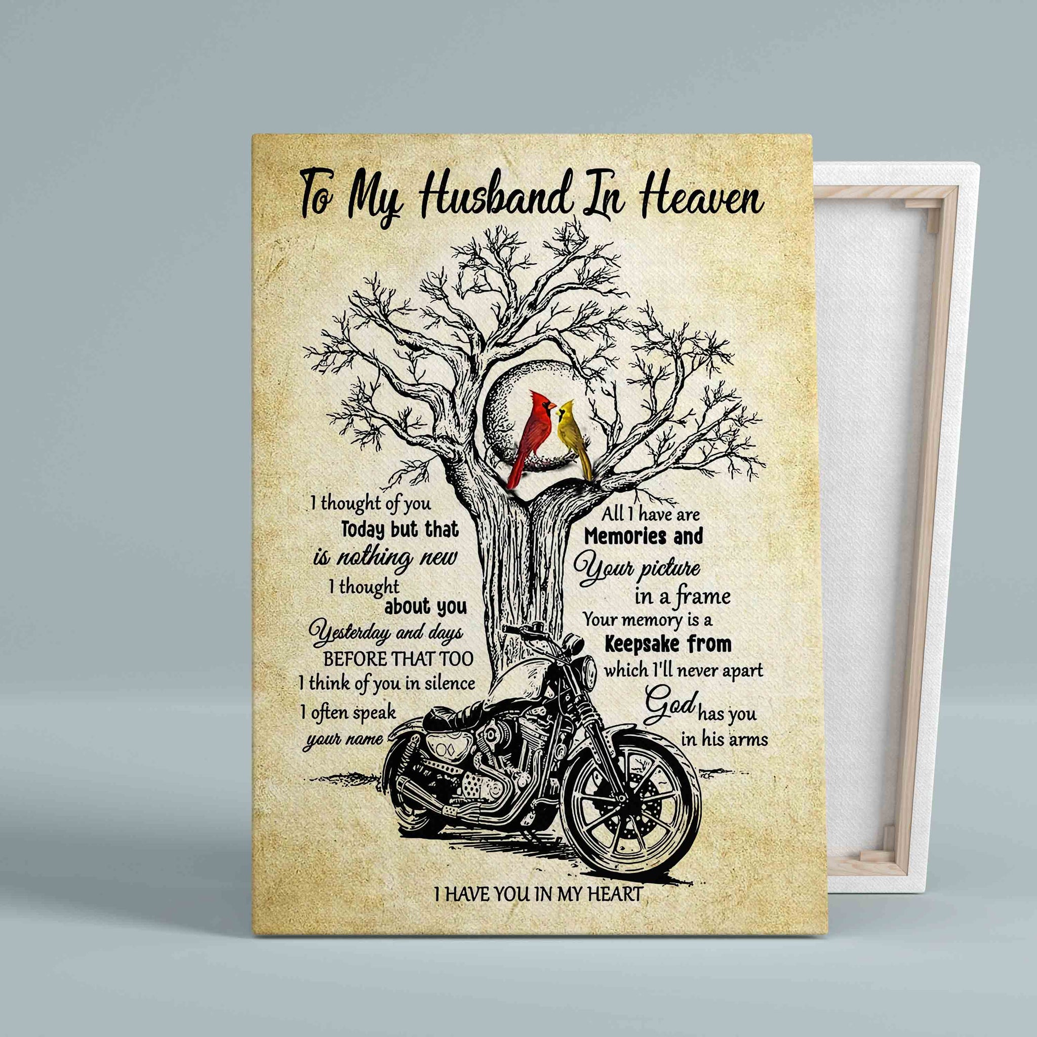 To My Husband In Heaven Canvas, I Have You In My Heart Canvas, Cardinal Canvas, Memorial Canvas