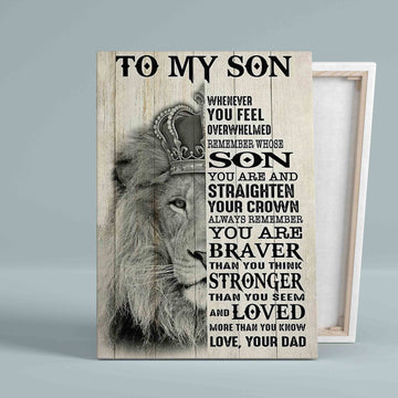 To My Son Canvas, Whenever You Feel Overwhelmed Canvas, Lion Canvas, Family Canvas