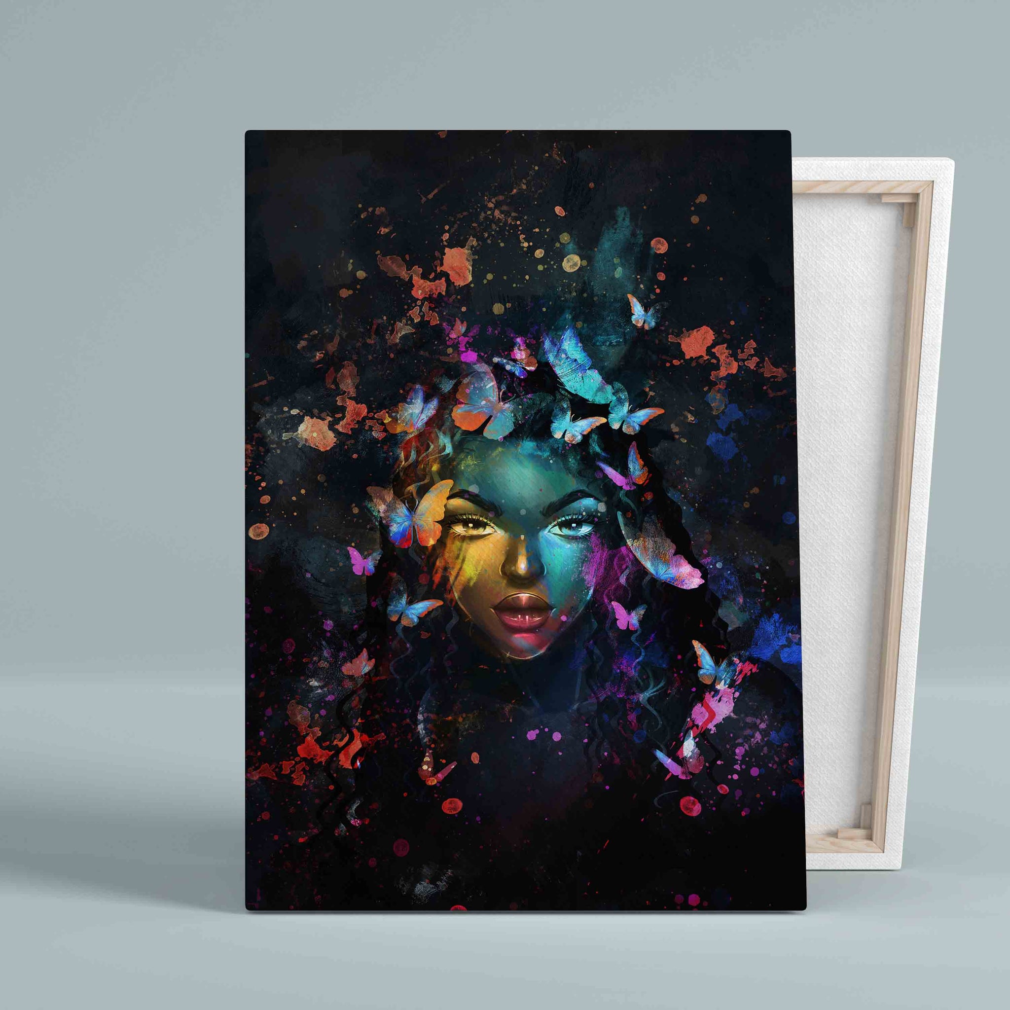 Trippy Canvas, Black Woman Canvas, Butterfly Canvas, Painting Canvas, Gift Canvas, Wall Art Canvas