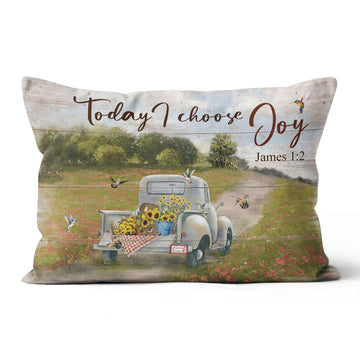 Today I Choose Joy Linen Throw Pillow
