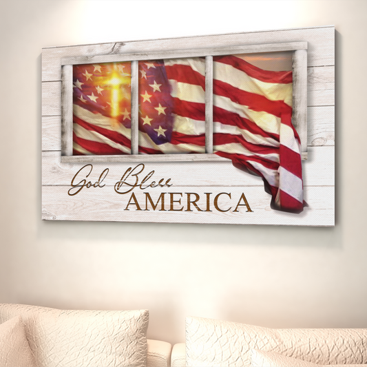 God Bless America Canvas, America Flag Canvas, Jesus Canvas, Christian Canvas, God Canvas - Canvas Prints