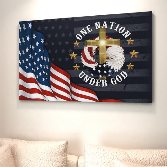 One Nation Under God Canvas, America Flag Canvas, American Eagle Canvas- Canvas Prints