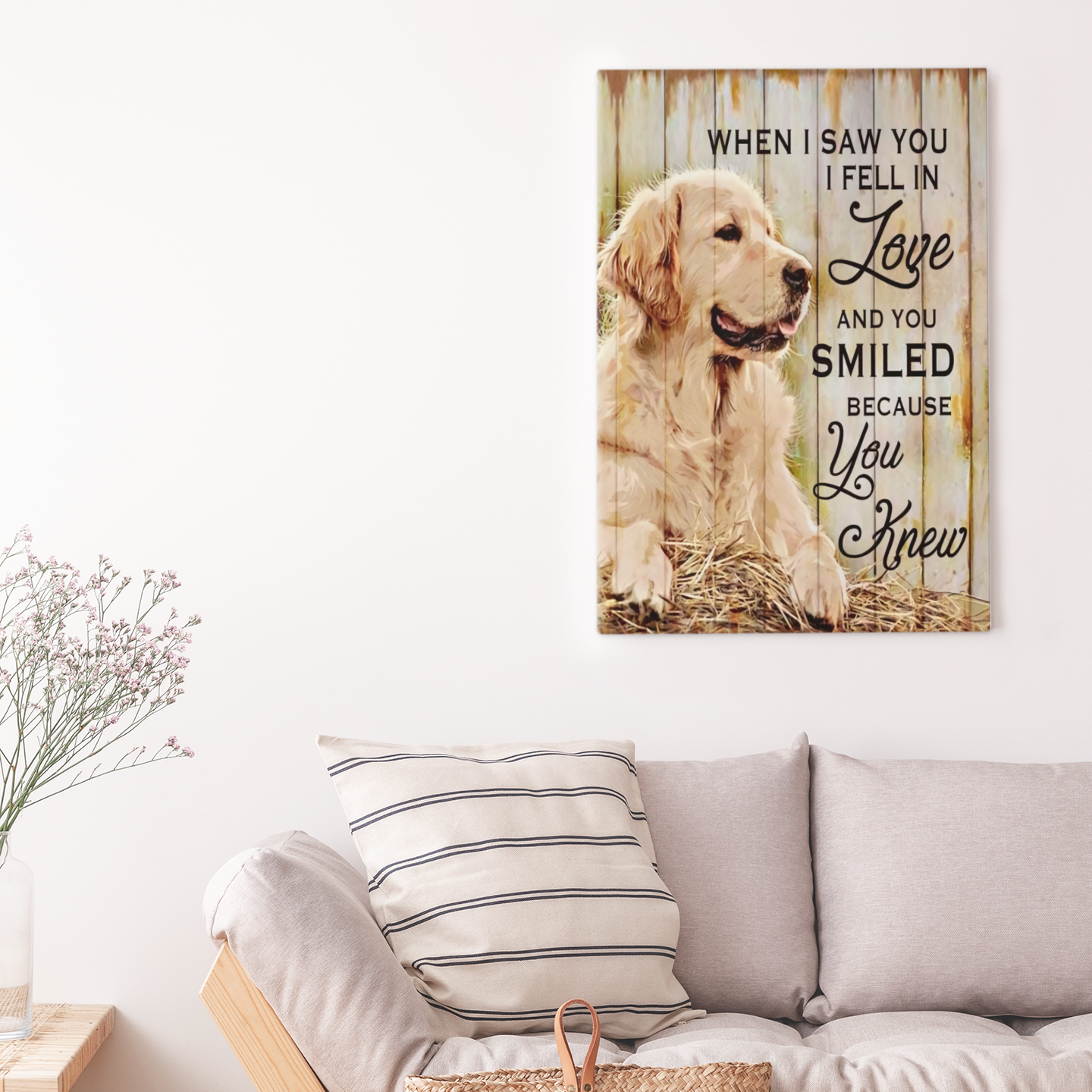 When I Saw You I Fell In Love, Golden Retriever Canvas - Canvas Prints