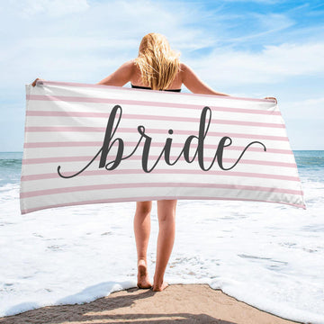 Bride Beach Towels, Personalized Beach Towels, Custom Beach Towels, Striped Beach Towel
